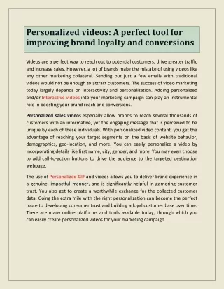 personalized videos a perfect tool for improving