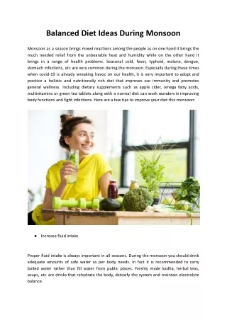 balanced diet ideas during monsoon