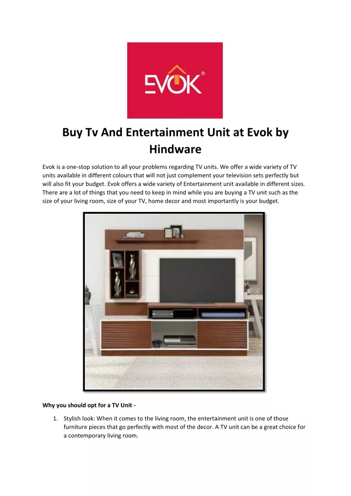 buy tv and entertainment unit at evok by hindware