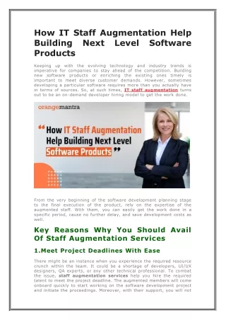 how it staff augmentation help building next