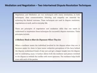 mediation and negotiation two intertwined dispute