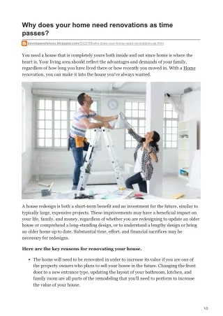 Why does your home need renovations as time passes