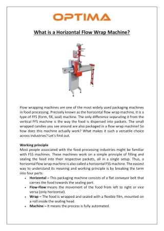 what is a horizontal flow wrap machine