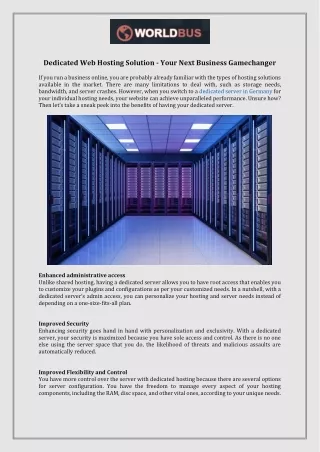 dedicated web hosting solution your next business