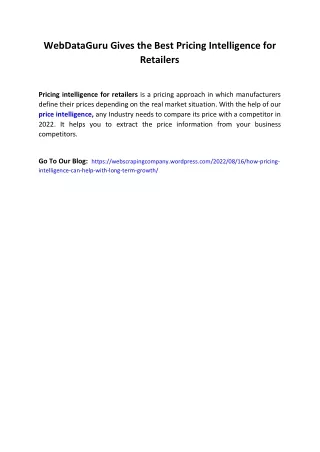 webdataguru gives the best pricing intelligence