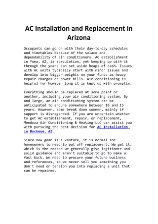 AC Installation and Replacement in Arizona