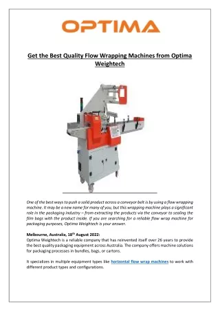 get the best quality flow wrapping machines from