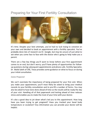 preparing for your first fertility consultation
