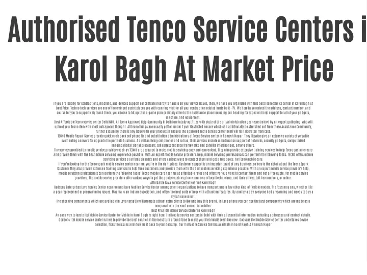 authorised tenco service centers i karol bagh