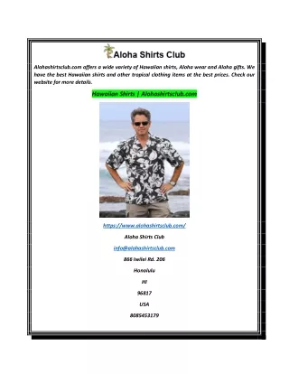 Hawaiian Shirts  Alohashirtsclub.com