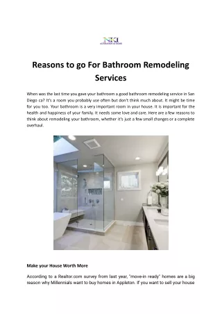 Reasons to go For Bathroom Remodeling Services