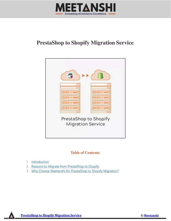 prestashop to shopify migration service