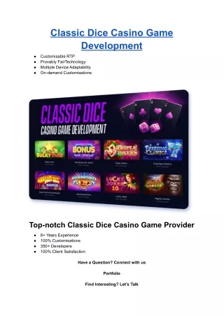 classic dice casino game development