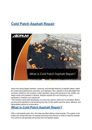 Cold Patch Asphalt Repair