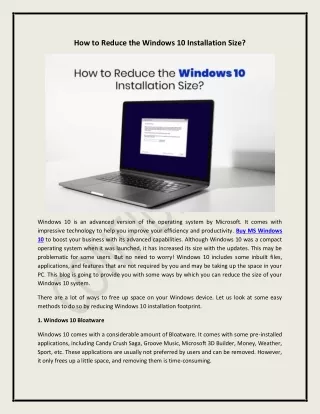 how to reduce the windows 10 installation size