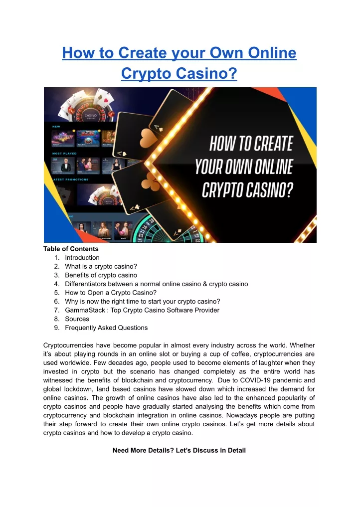 how to create your own online crypto casino