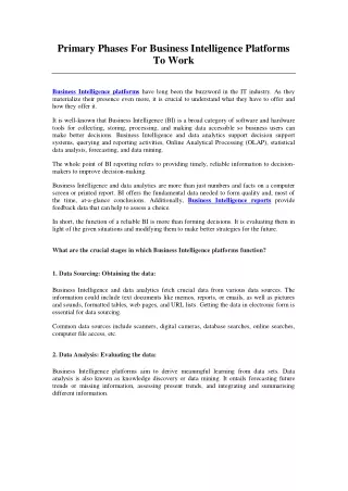 primary phases for business intelligence