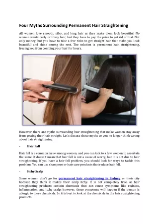 Four Myths Surrounding Permanent Hair Straightening