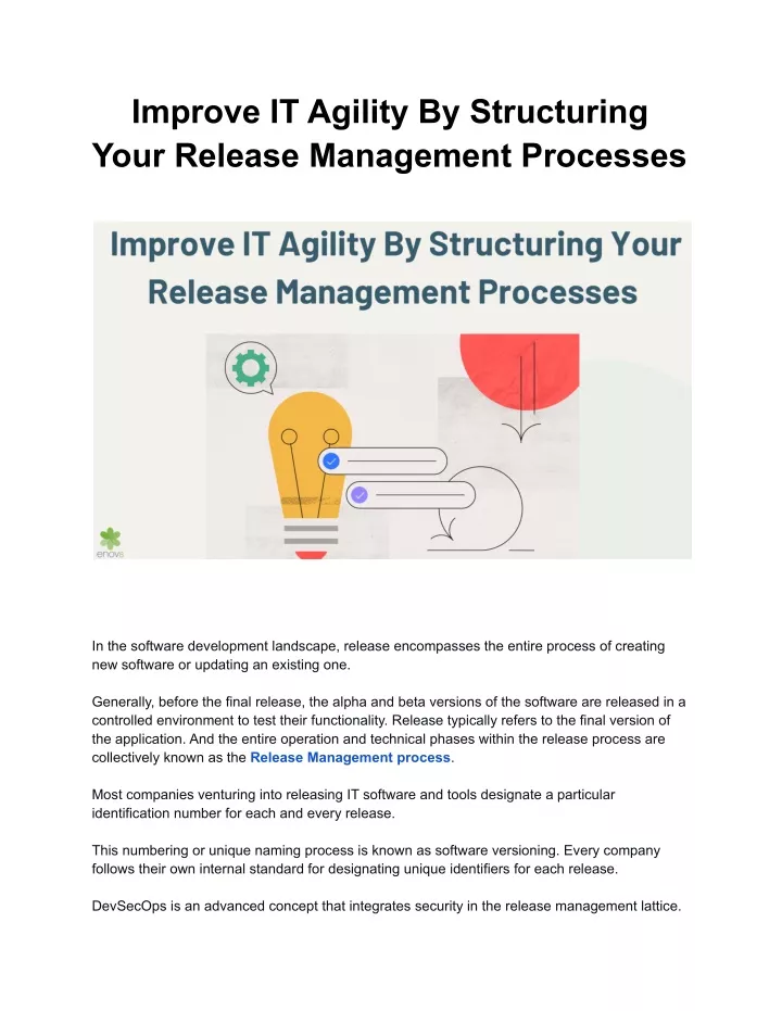 improve it agility by structuring your release