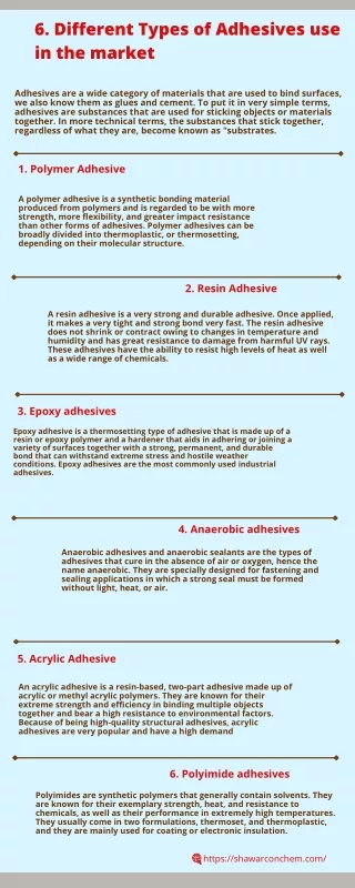 6 Different Types of Adhesives use in the market.