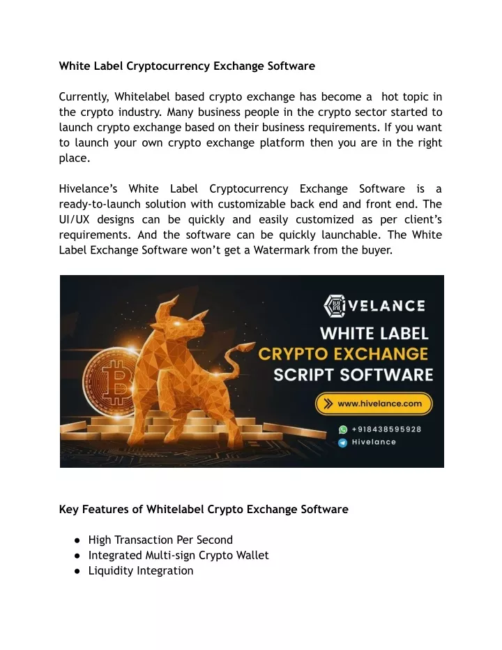 white label cryptocurrency exchange software