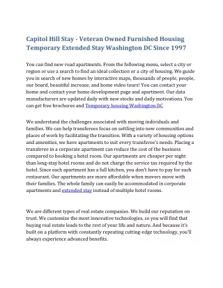 Capitol Hill Stay - Veteran Owned Furnished Housing Temporary Extended Stay Wash