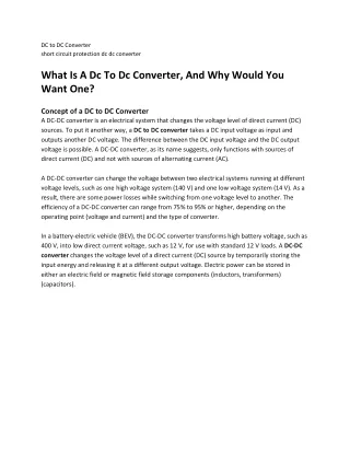 dc to dc converter short circuit protection