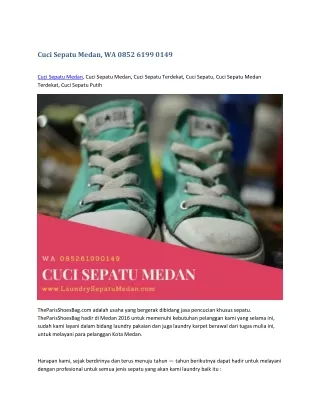 Cuci Sepatu Medan, WA 0852 6199 0149