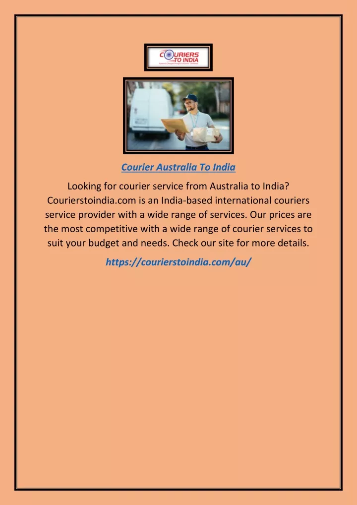 courier australia to india