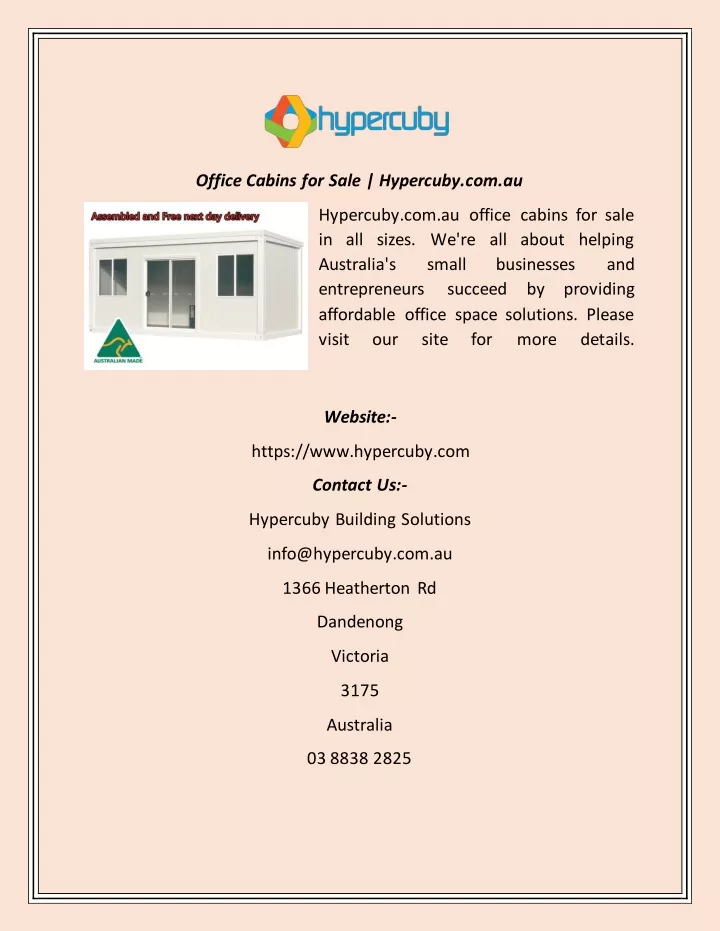 office cabins for sale hypercuby com au