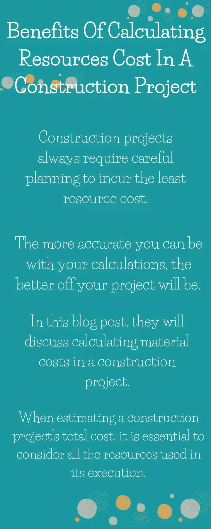 benefits of calculating resources cost