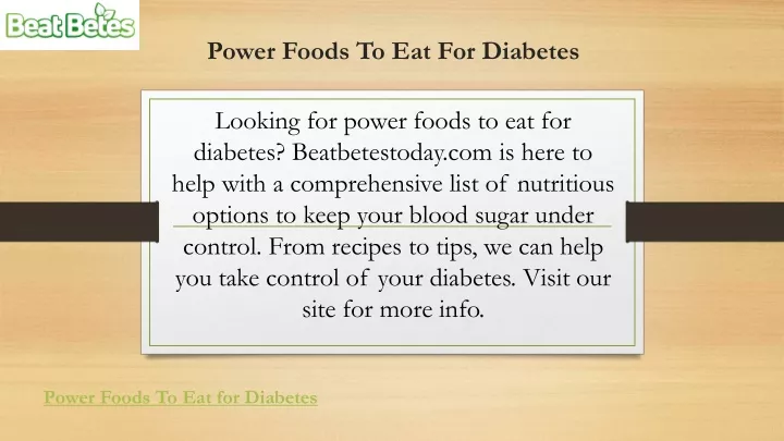 power foods to eat for diabetes