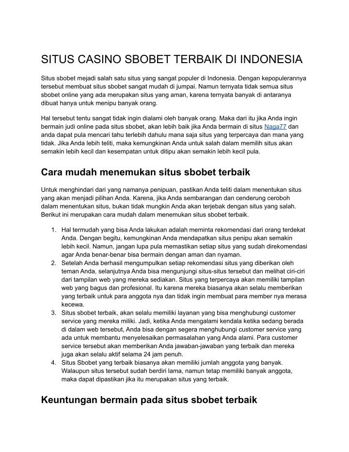 situs casino sbobet terbaik di indonesia