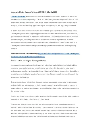 lincomycin market expected to reach