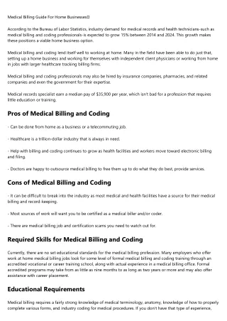 medical billing guide for home businesses