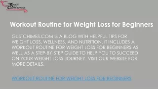 workout routine for weight loss for beginners