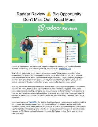 radaar review big opportunity don t miss out read