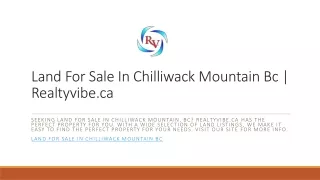 Land For Sale In Chilliwack Mountain Bc | Realtyvibe.ca