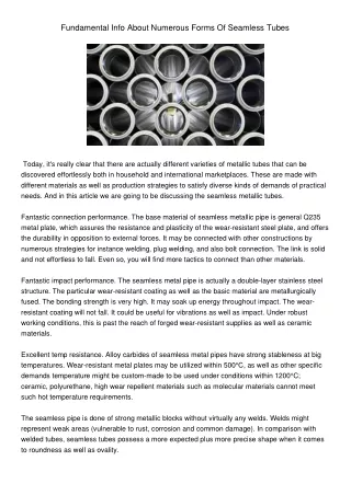 fundamental info about numerous forms of seamless