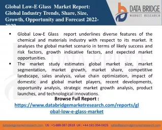 global low e glass market report global industry