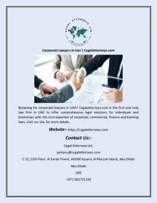 Corporate Lawyers In Uae  Cygalattorneys