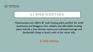 $1 Web Hosting  Hostmonsta.com