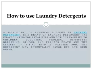 how to use laundry detergents
