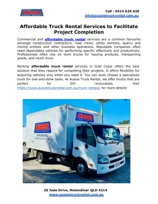Affordable Truck Rental Services to Facilitate Project Completion