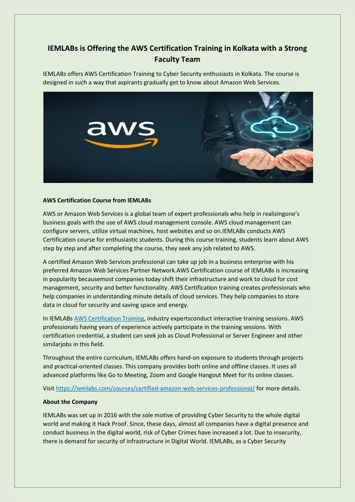 iemlabs is offering the aws certification