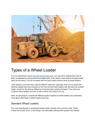 types of a wheel loader