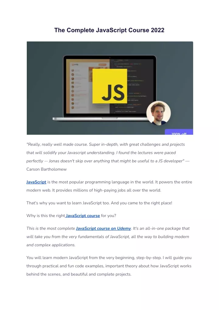 the complete javascript course 2022
