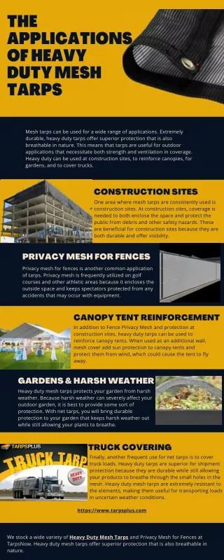 The Applications of Heavy Duty Mesh Tarps