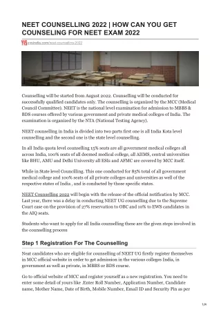 neet counselling 2022 how can you get counseling