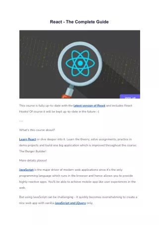 React - The Complete Guide